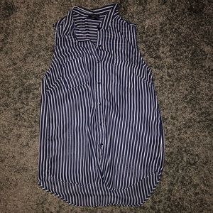 White and blue striped tank